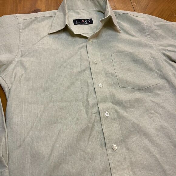 Lexus Khaki Color Collared Button Up Long Sleeve Shirt Mens Large - Picture 3 of 9